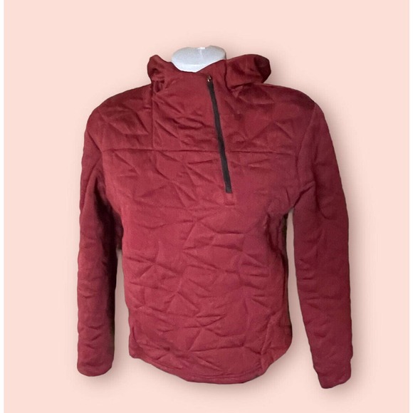 The North Face Brick Red Quilted Fleece Hoodie Jacket Pullover XS EUC - Picture 2 of 16